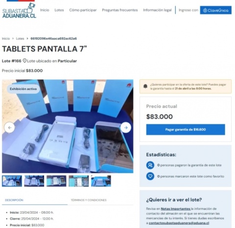Aduanas estrena Martillero Digital en primera Subasta Electrónica 2024